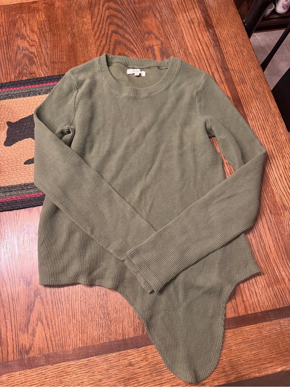 Madewell Olive Green Ribbed Crewneck Sweater